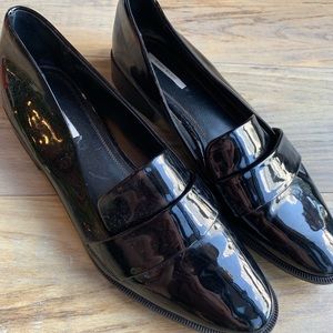 Zara Basics black patent loafers